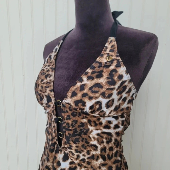 Guess USA Women's 1 Pc Brown Black Gold Leopard Swim Bathing Suit 377132 Sz M - Picture 12 of 13